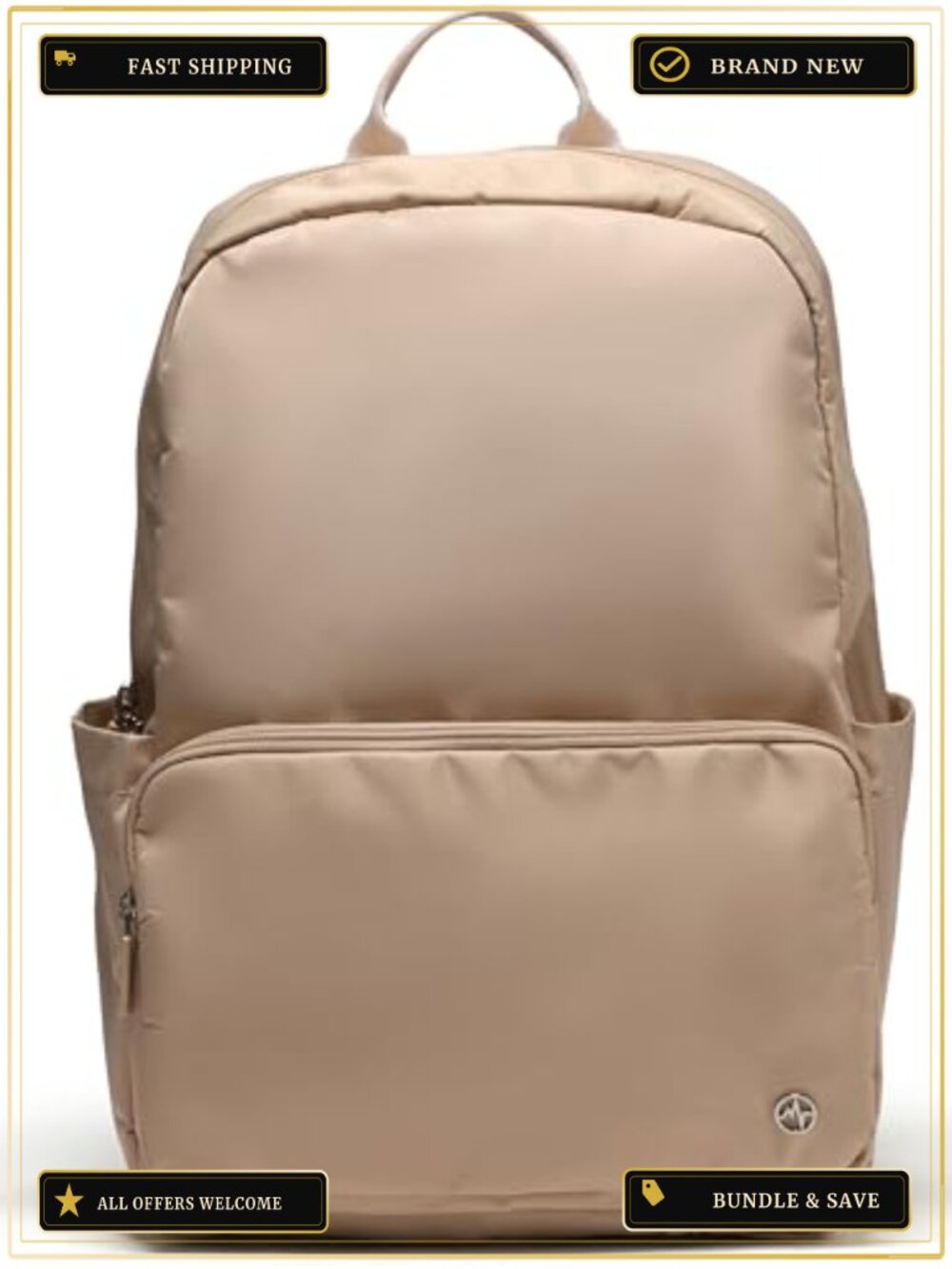 22L Nylon Daypack Backpack with Laptop Sleeve, Travel Commuter School Bag